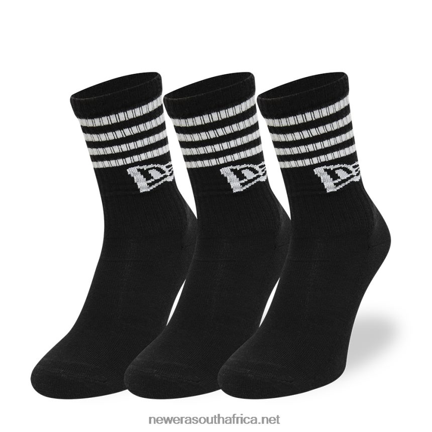 Stripe 3 Pack Crew Black Socks New Era TRBRBN3213
