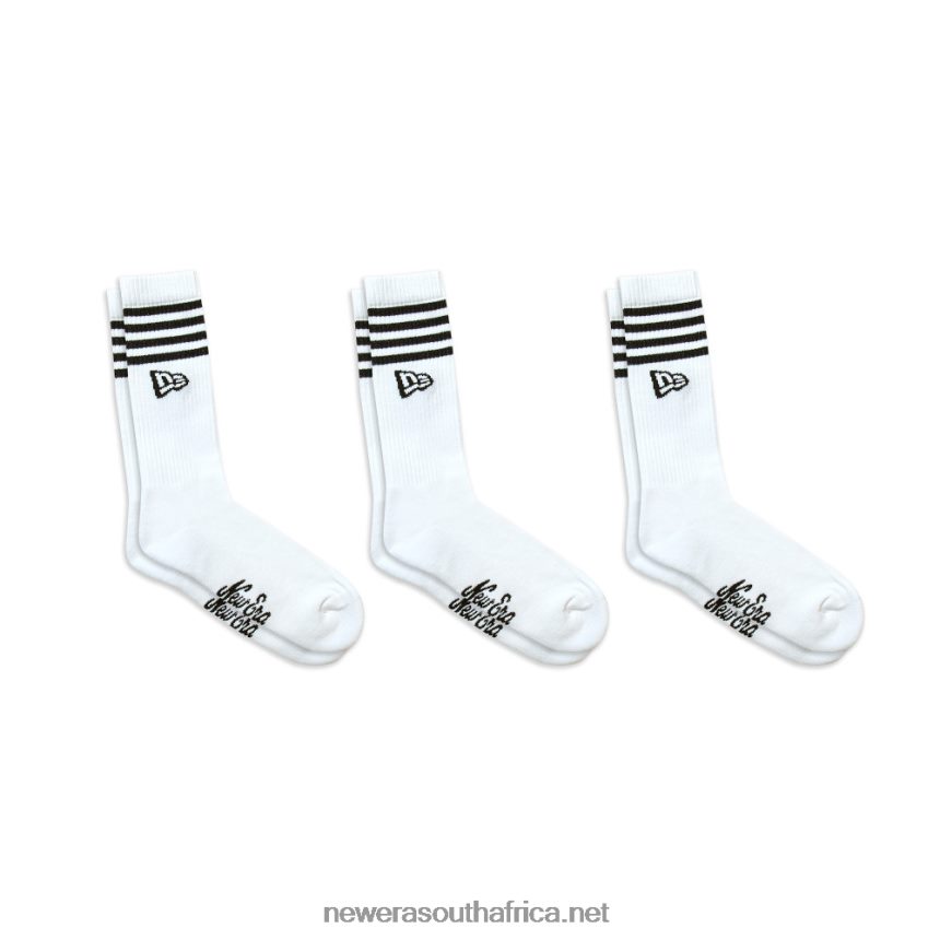 Stripe 3 Pack Crew White Socks New Era TRBRBN3205