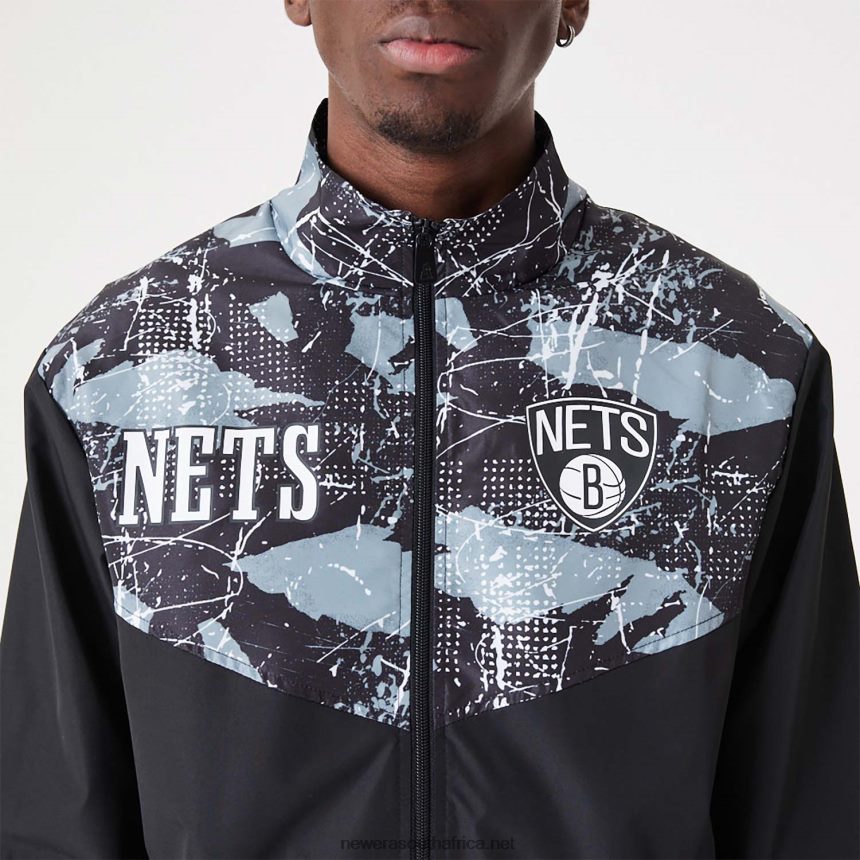 Brooklyn Nets NBA All Over Print Black Track Jacket New Era TRBRBN2560