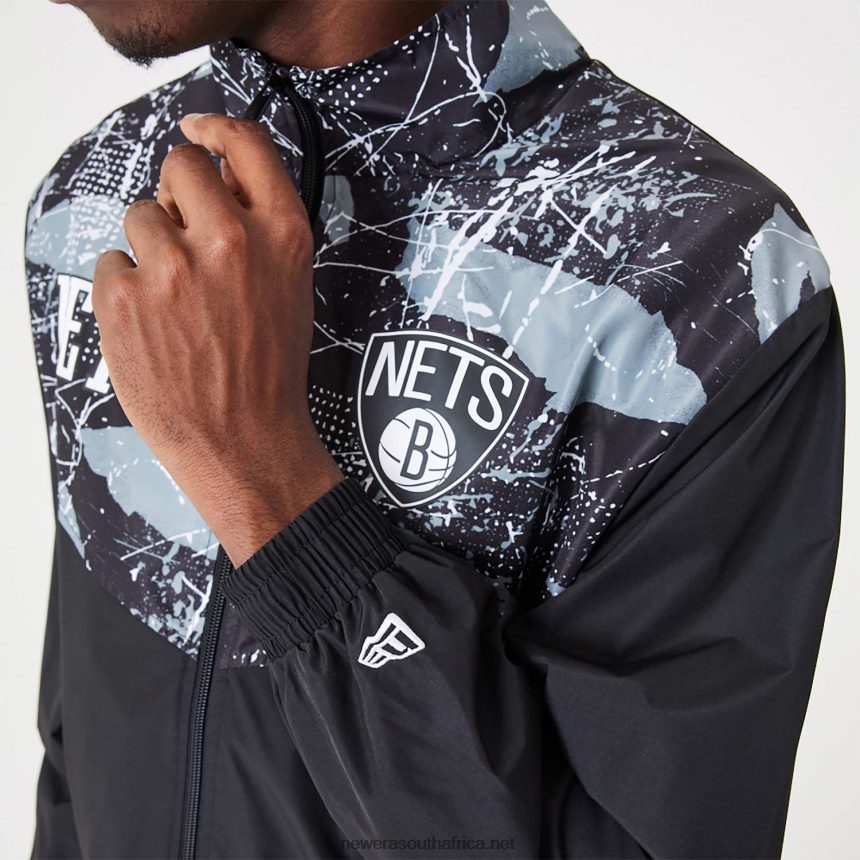 Brooklyn Nets NBA All Over Print Black Track Jacket New Era TRBRBN2560