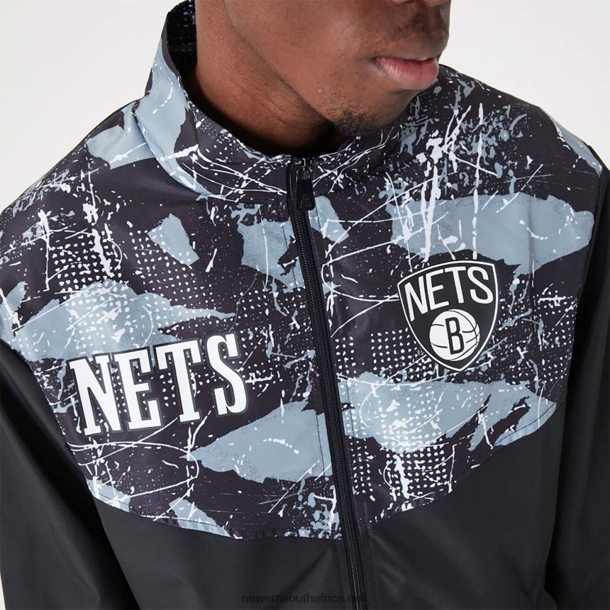Brooklyn Nets NBA All Over Print Black Track Jacket New Era TRBRBN2560