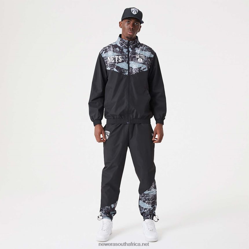Brooklyn Nets NBA All Over Print Black Track Jacket New Era TRBRBN2560