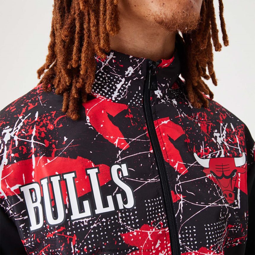Chicago Bulls NBA All Over Print Black Track Jacket New Era TRBRBN2562
