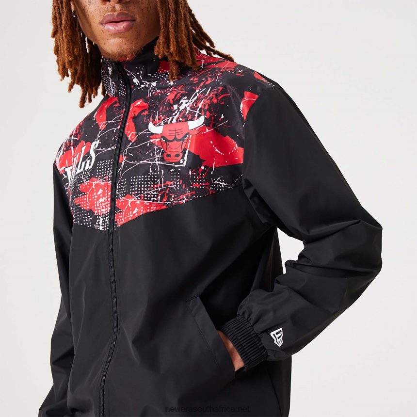 Chicago Bulls NBA All Over Print Black Track Jacket New Era TRBRBN2562