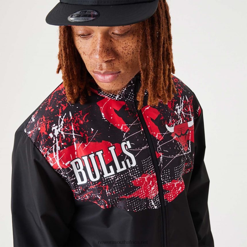 Chicago Bulls NBA All Over Print Black Track Jacket New Era TRBRBN2562