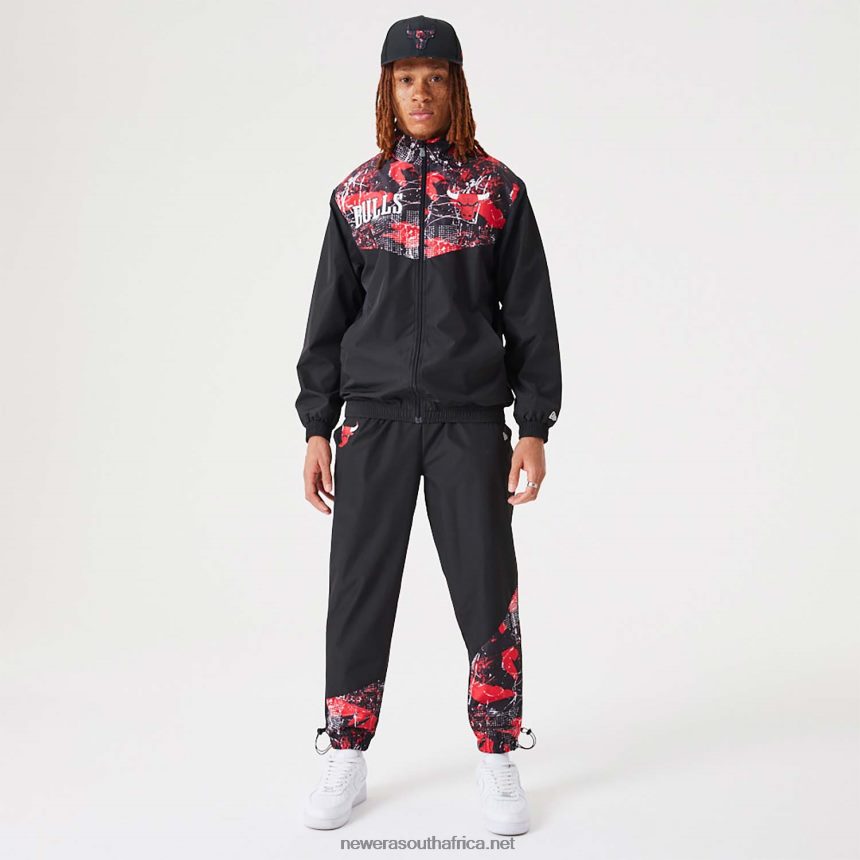 Chicago Bulls NBA All Over Print Black Track Jacket New Era TRBRBN2562