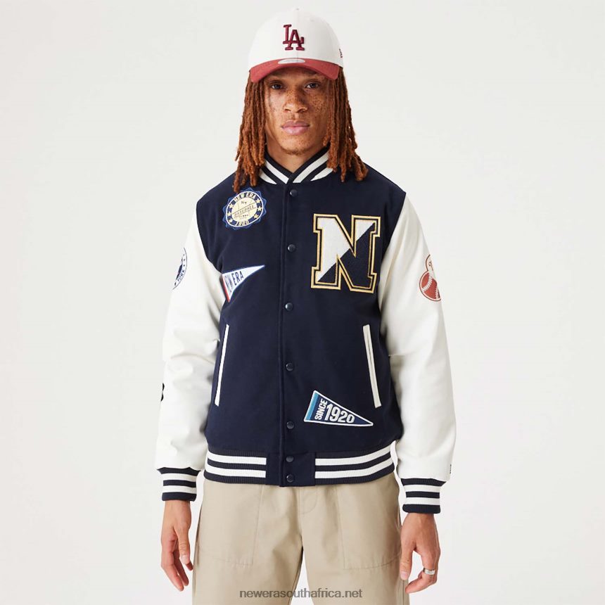 Heritage All Over Patch Navy Varsity Jacket New Era TRBRBN2564