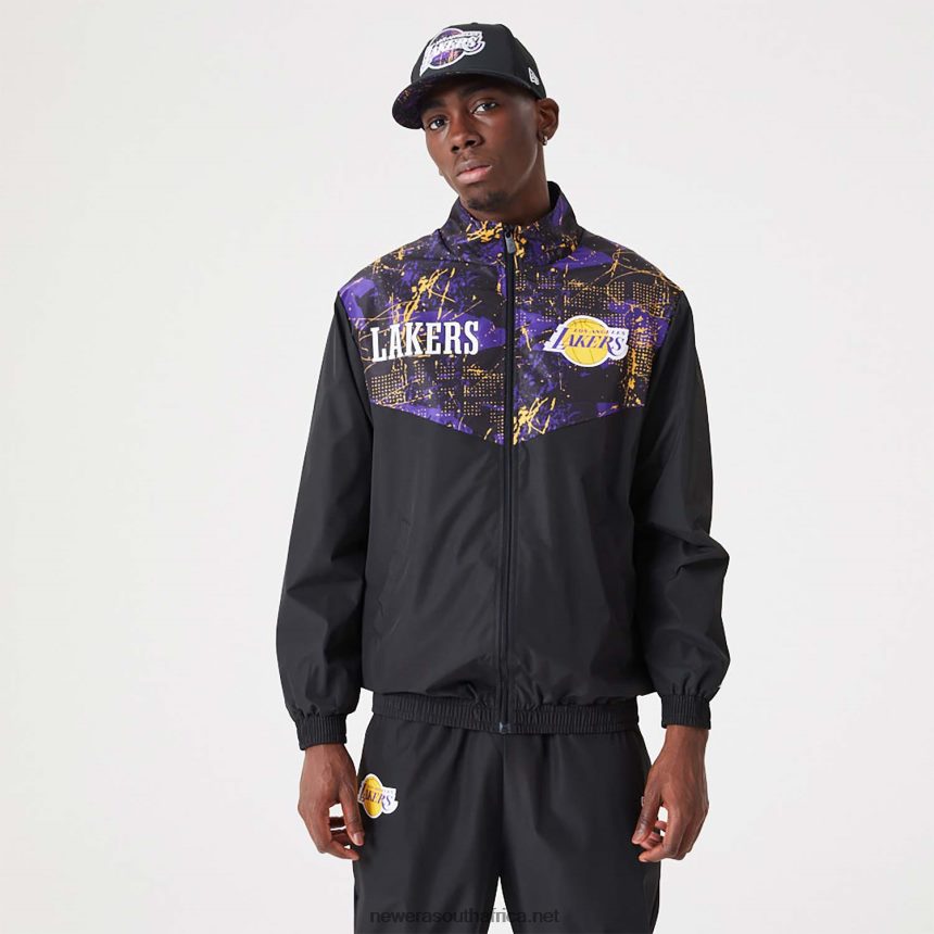 LA Lakers NBA All Over Print Black Track Jacket New Era TRBRBN2568