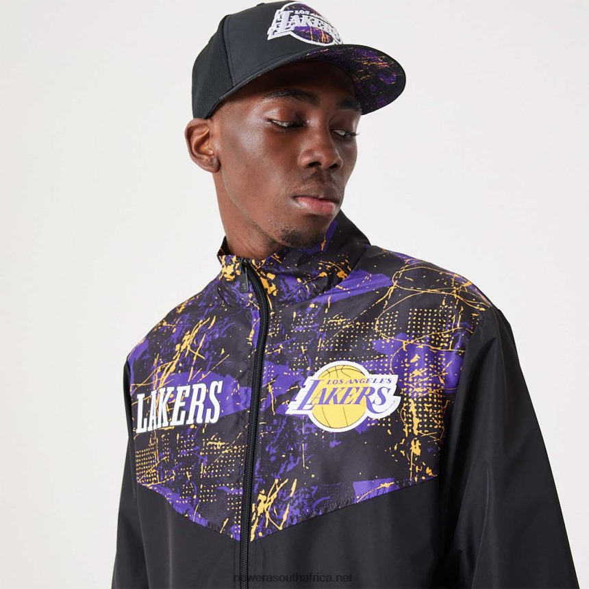 LA Lakers NBA All Over Print Black Track Jacket New Era TRBRBN2568