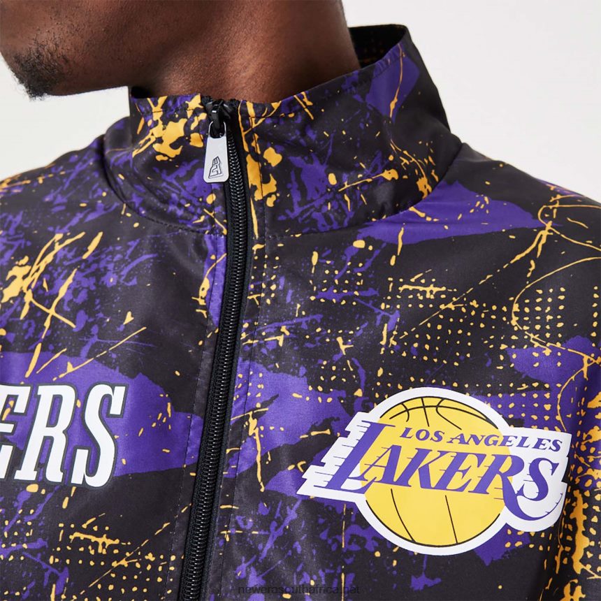 LA Lakers NBA All Over Print Black Track Jacket New Era TRBRBN2568