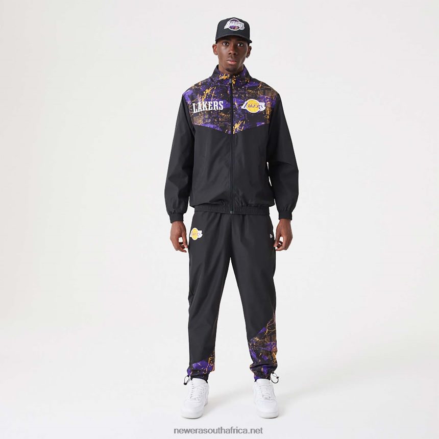 LA Lakers NBA All Over Print Black Track Jacket New Era TRBRBN2568