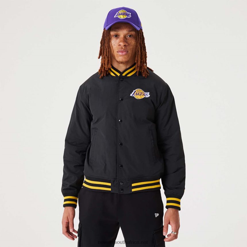 LA Lakers NBA Script Black Bomber Jacket New Era TRBRBN2569