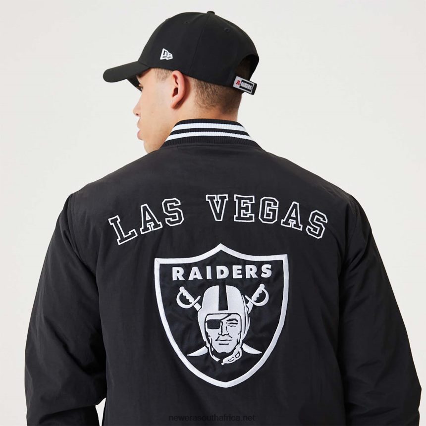 Las Vegas Raiders NFL Team Logo Black Bomber Jacket New Era TRBRBN2570