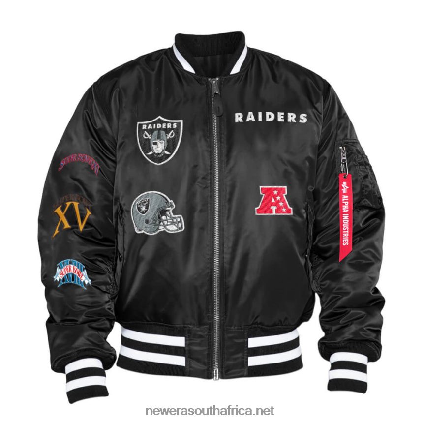 Las Vegas Raiders x Alpha Industries Black Reversible Bomber Jacket New Era TRBRBN2577