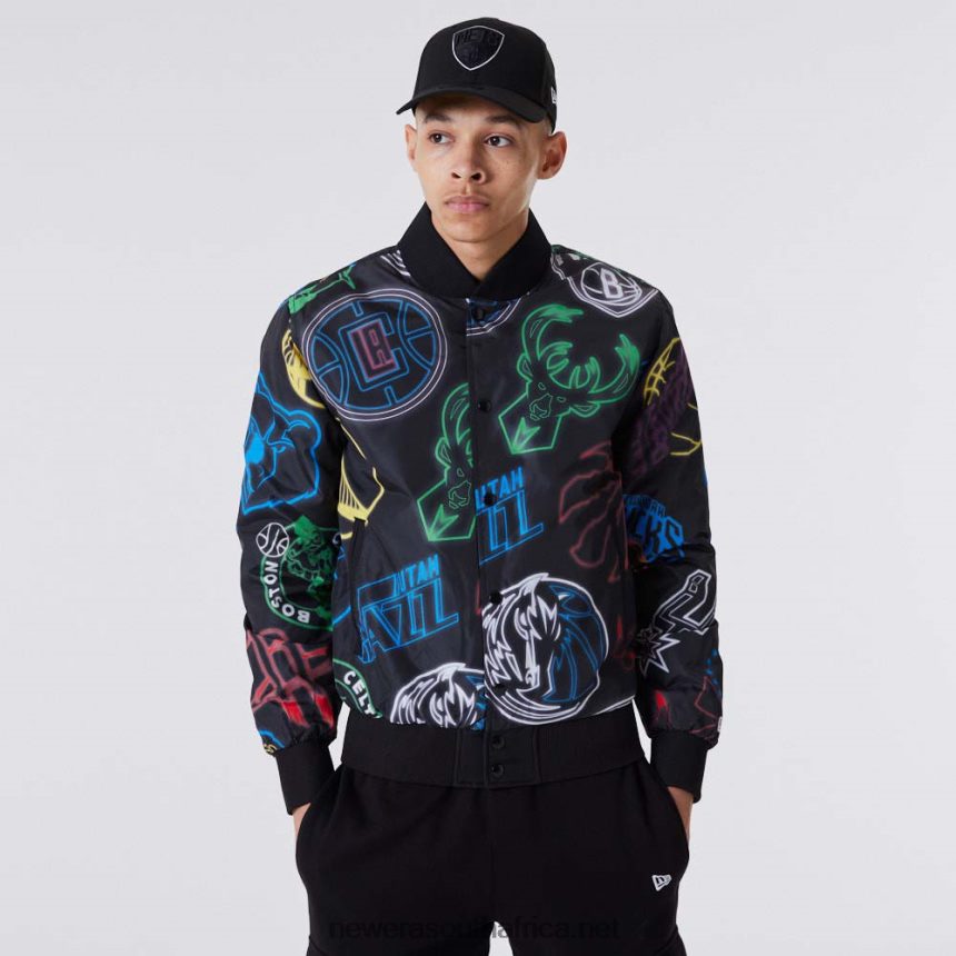 NBA All Over Print Black Bomber Jacket New Era TRBRBN2574