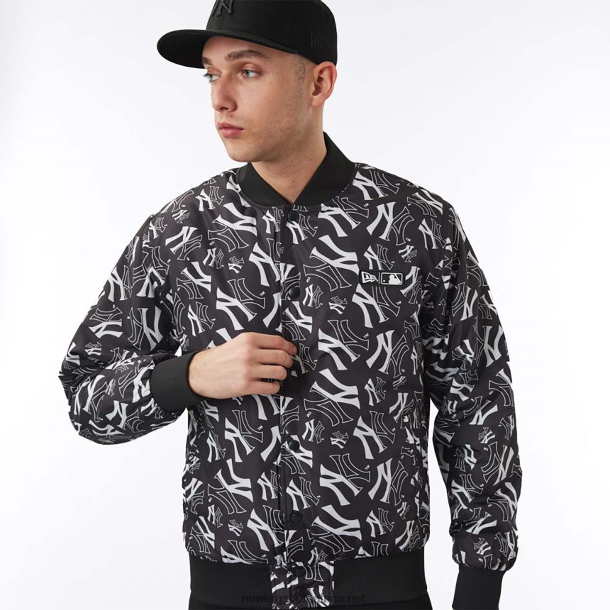 New York Yankees Logo Print Black Bomber Jacket New Era TRBRBN2583