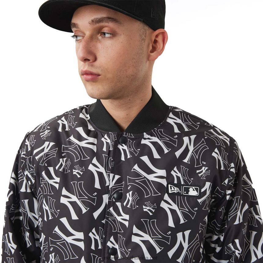 New York Yankees Logo Print Black Bomber Jacket New Era TRBRBN2583