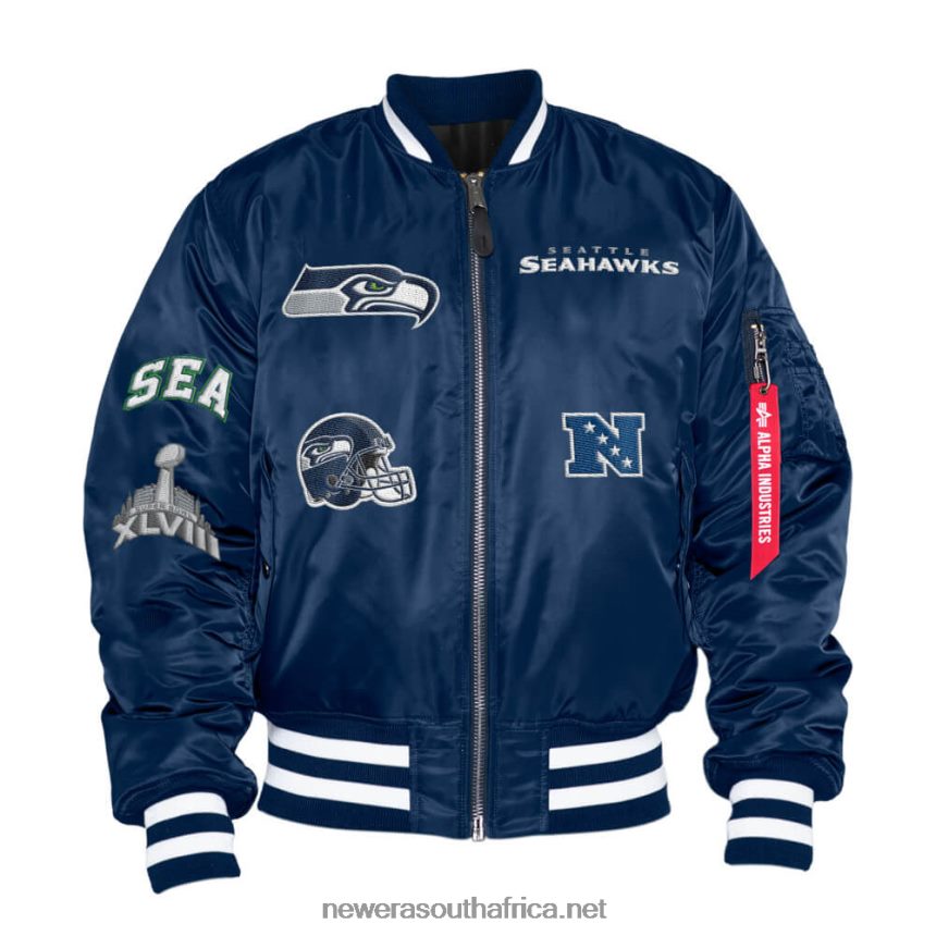 Seattle Seahawks x Alpha Industries Navy Reversible Bomber Jacket New Era TRBRBN2581