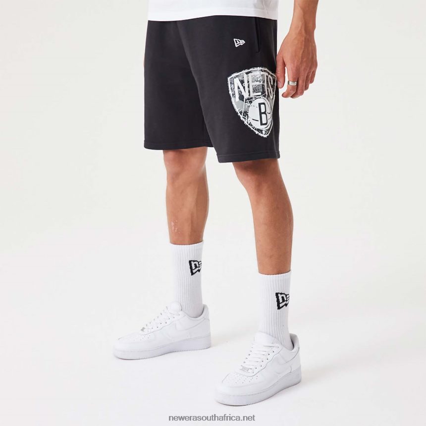 Brooklyn Nets NBA Team Logo Black Shorts New Era TRBRBN2637