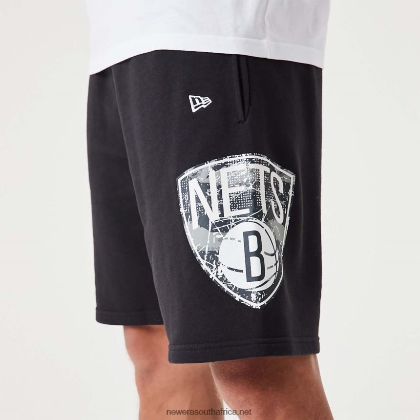 Brooklyn Nets NBA Team Logo Black Shorts New Era TRBRBN2637