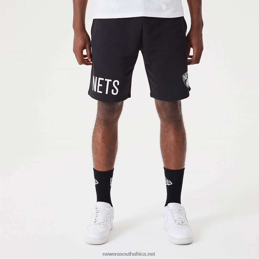 Brooklyn Nets NBA Wordmark Black Oversized Shorts New Era TRBRBN2633