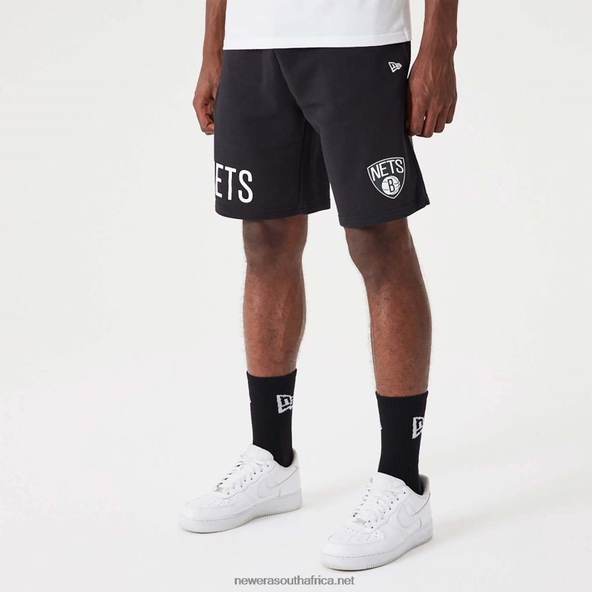 Brooklyn Nets NBA Wordmark Black Oversized Shorts New Era TRBRBN2633