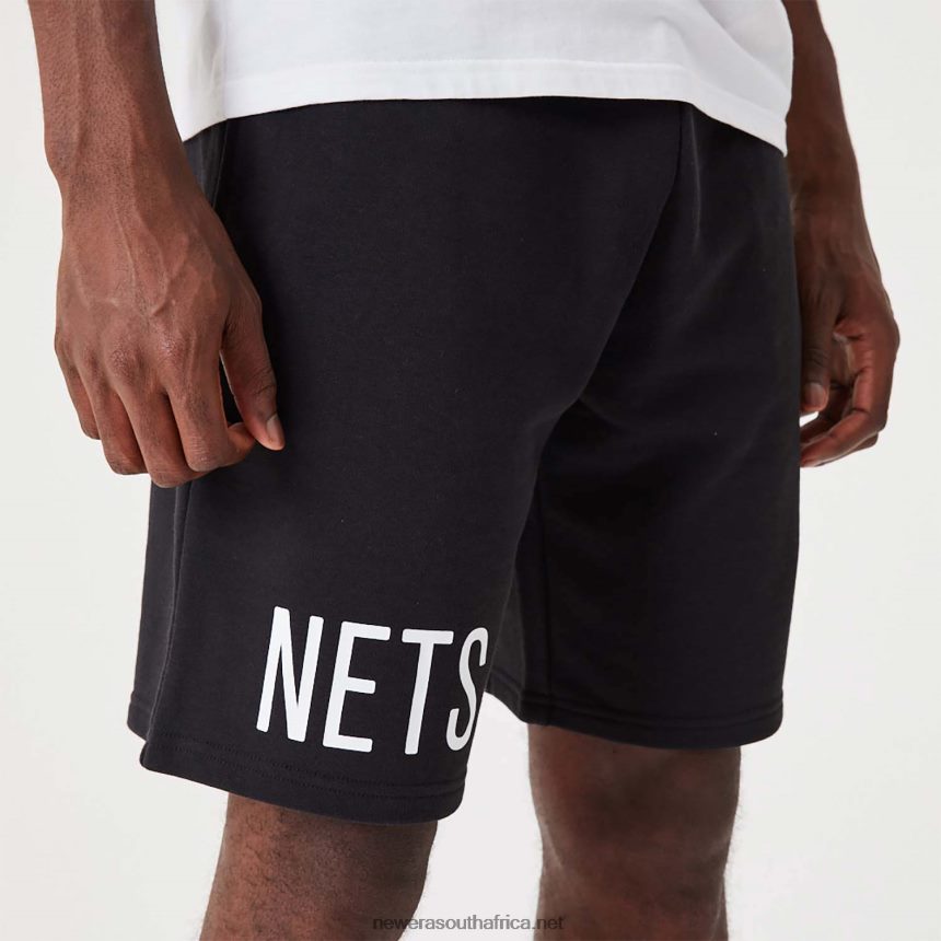 Brooklyn Nets NBA Wordmark Black Oversized Shorts New Era TRBRBN2633
