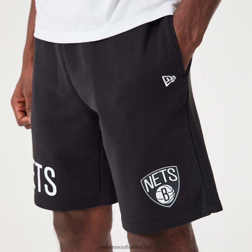 Brooklyn Nets NBA Wordmark Black Oversized Shorts New Era TRBRBN2633