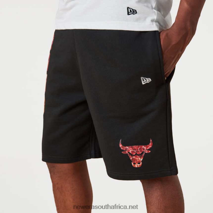 Chicago Bulls NBA Team Colour Water Print Black Shorts New Era TRBRBN2626