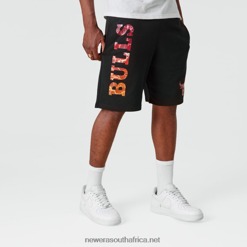 Chicago Bulls NBA Team Colour Water Print Black Shorts New Era TRBRBN2626
