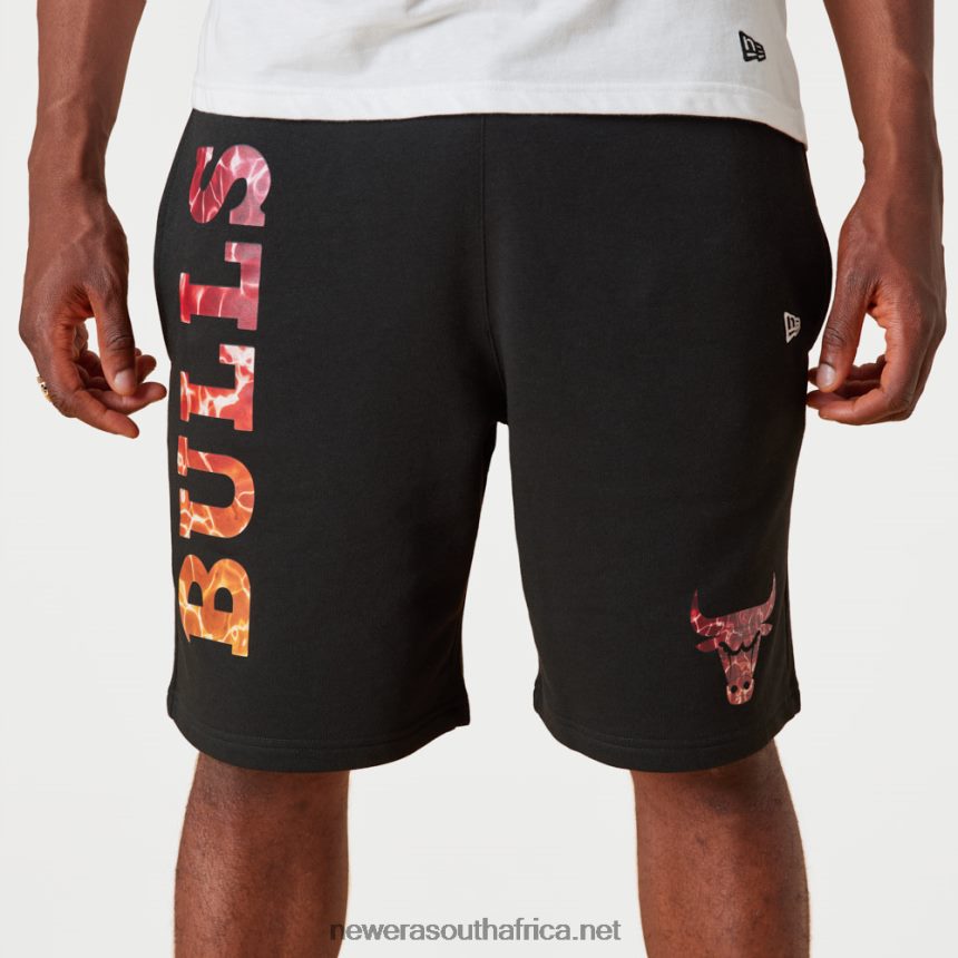 Chicago Bulls NBA Team Colour Water Print Black Shorts New Era TRBRBN2626