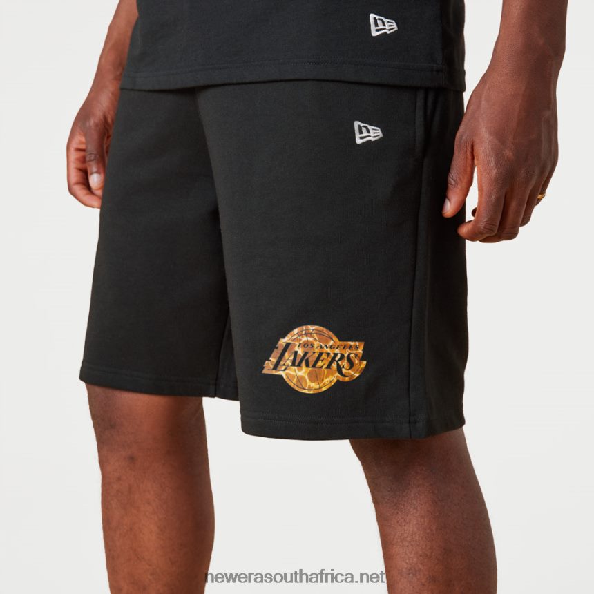 LA Lakers NBA Team Colour Water Print Black Shorts New Era TRBRBN2628