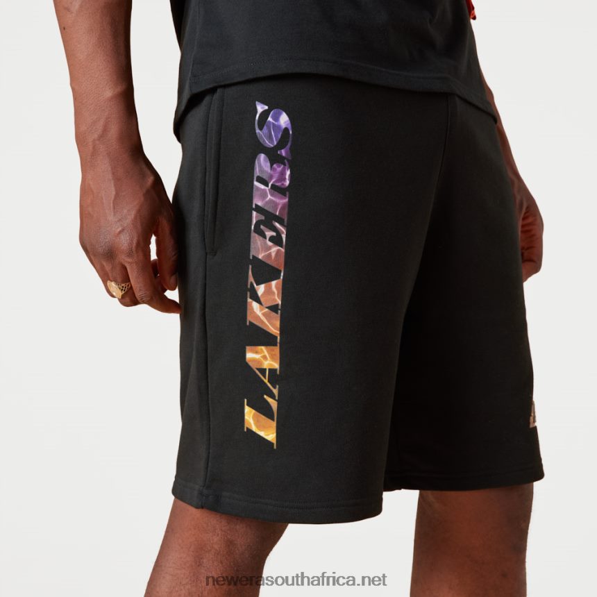 LA Lakers NBA Team Colour Water Print Black Shorts New Era TRBRBN2628