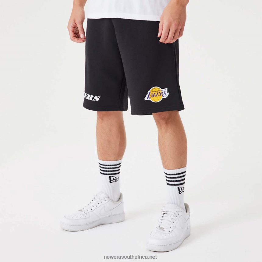 LA Lakers NBA Wordmark Black Oversized Shorts New Era TRBRBN2654