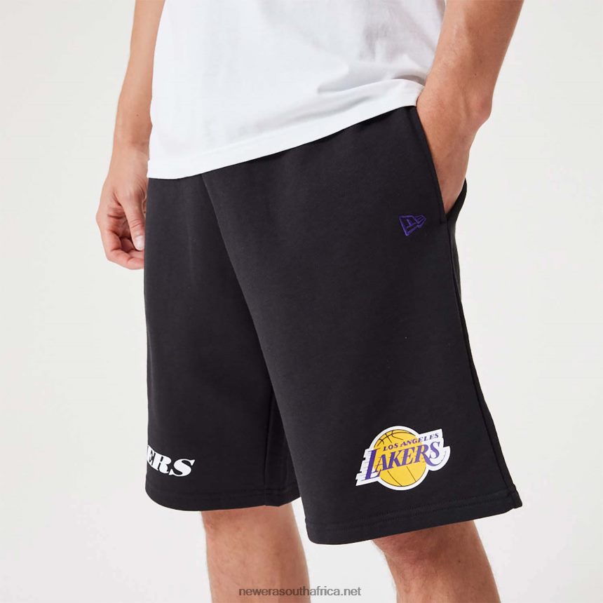 LA Lakers NBA Wordmark Black Oversized Shorts New Era TRBRBN2654