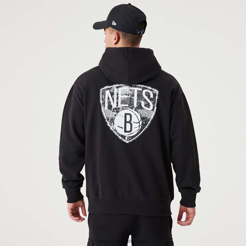 Brooklyn Nets NBA Infill Team Logo Black Pullover Hoodie New Era TRBRBN2704