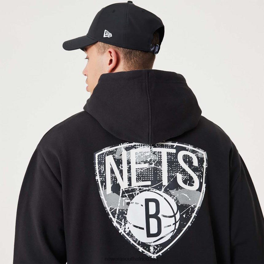 Brooklyn Nets NBA Infill Team Logo Black Pullover Hoodie New Era TRBRBN2704