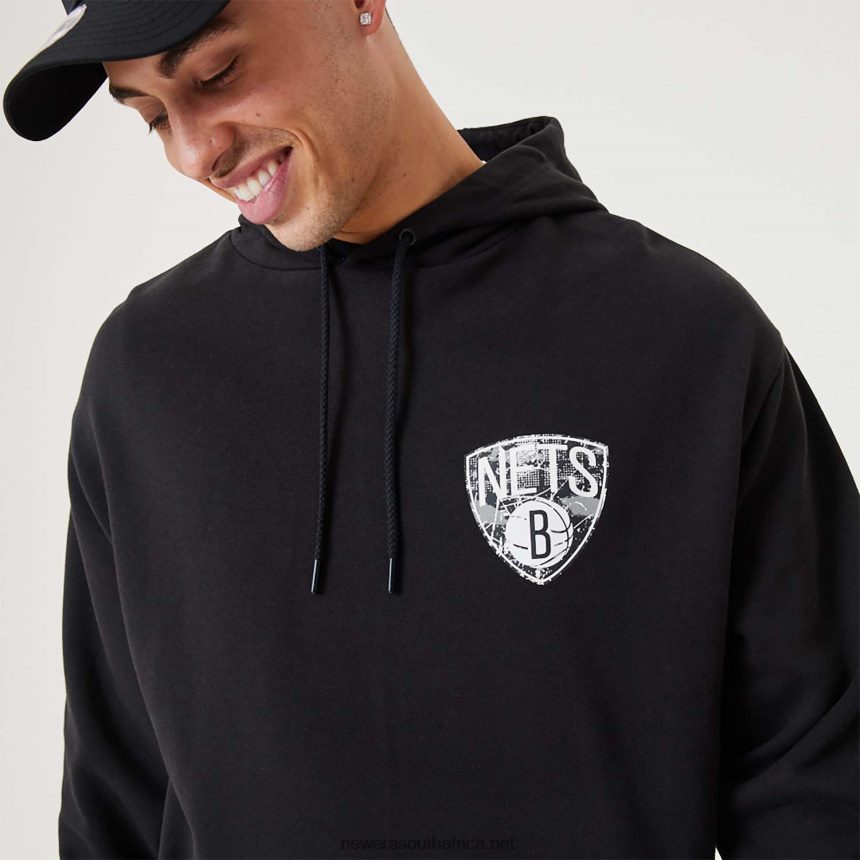 Brooklyn Nets NBA Infill Team Logo Black Pullover Hoodie New Era TRBRBN2704