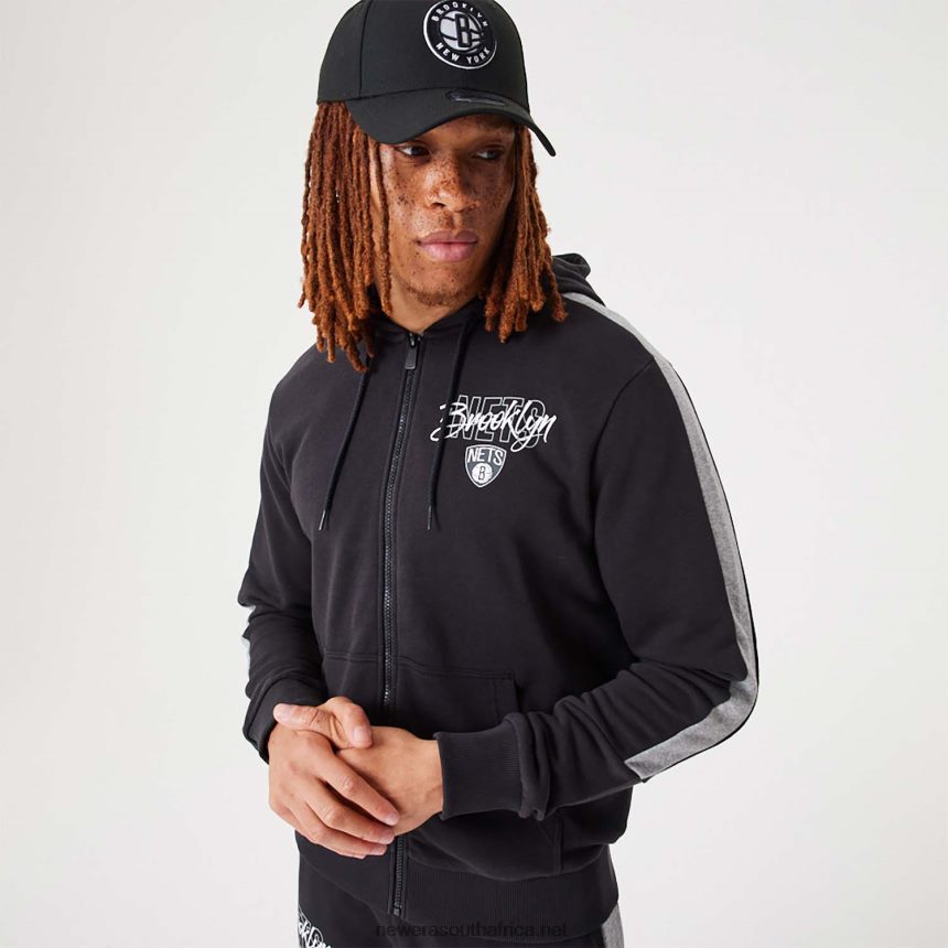 Brooklyn Nets NBA Script Black Full-Zip Hoodie New Era TRBRBN2752