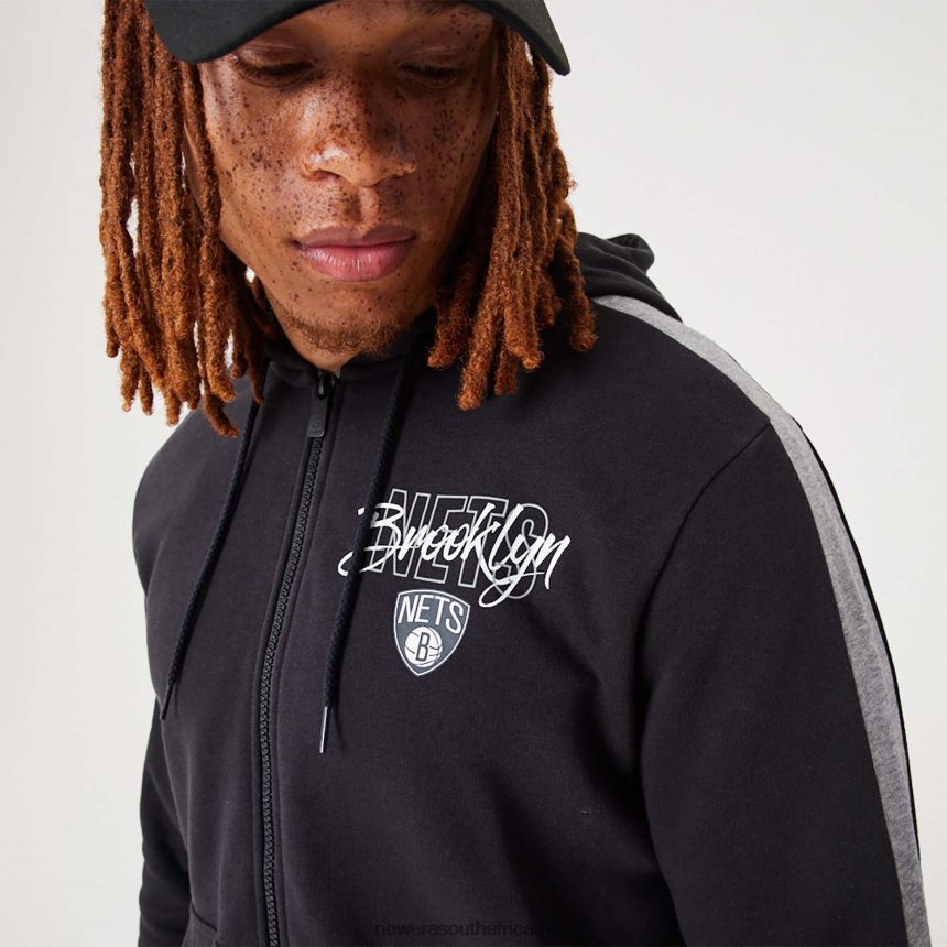 Brooklyn Nets NBA Script Black Full-Zip Hoodie New Era TRBRBN2752