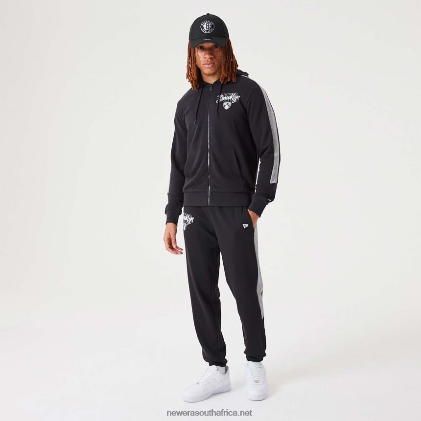 Brooklyn Nets NBA Script Black Full-Zip Hoodie New Era TRBRBN2752