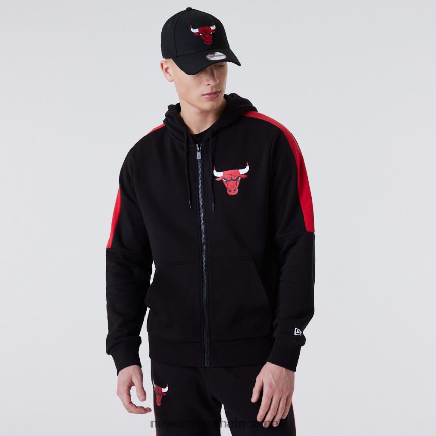 Chicago Bulls Full Zip Panel Detail Black Hoodie New Era TRBRBN2658