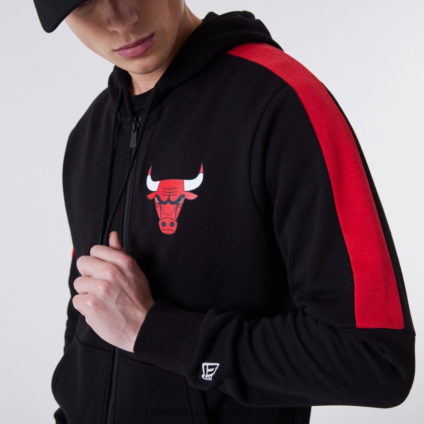 Chicago Bulls Full Zip Panel Detail Black Hoodie New Era TRBRBN2658