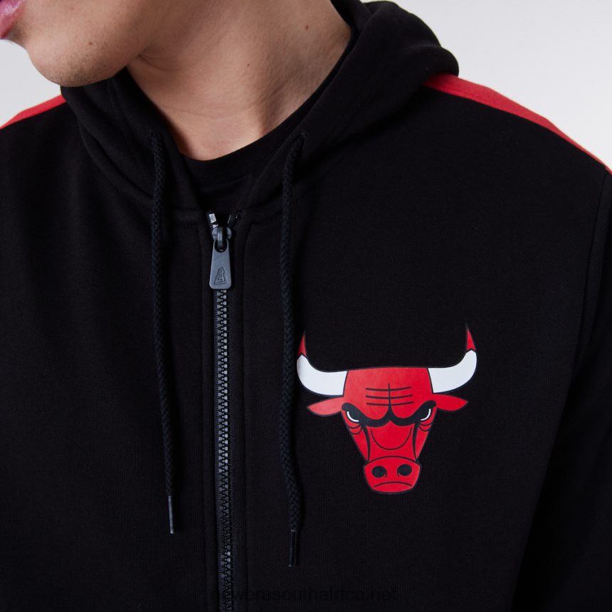 Chicago Bulls Full Zip Panel Detail Black Hoodie New Era TRBRBN2658