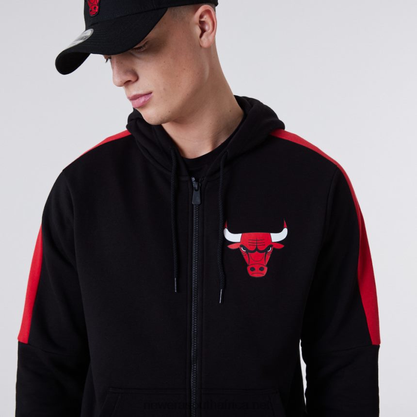 Chicago Bulls Full Zip Panel Detail Black Hoodie New Era TRBRBN2658