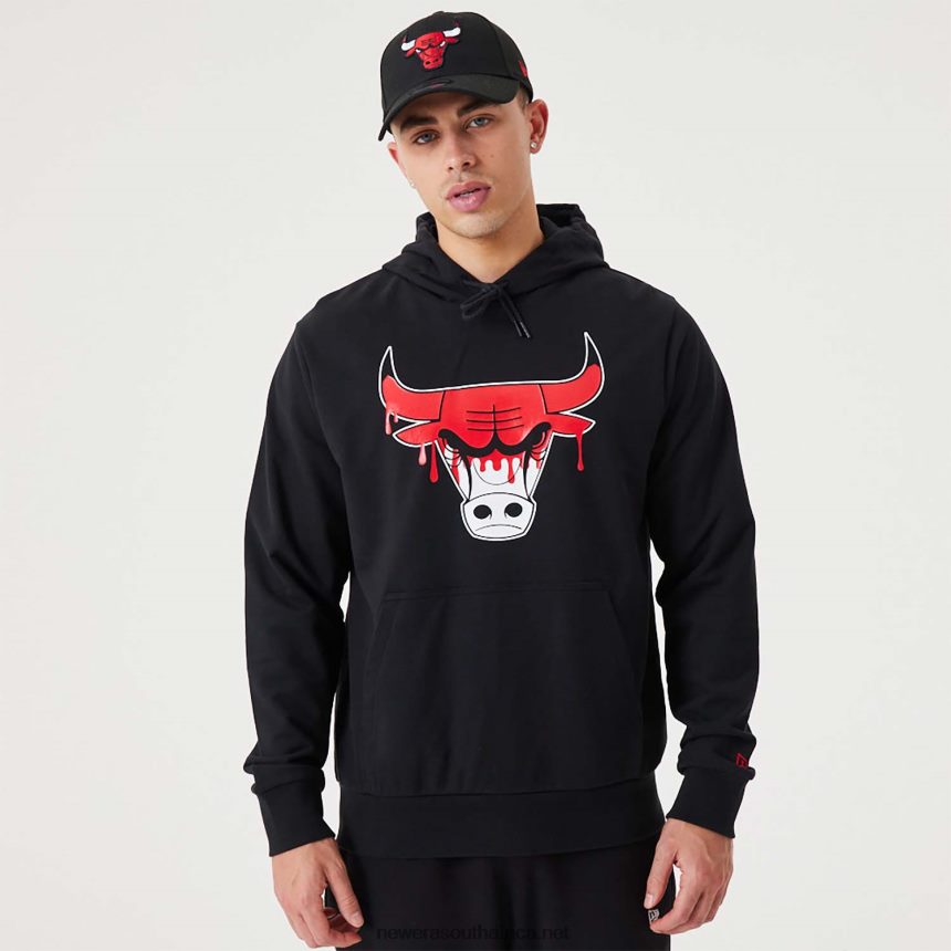 Chicago Bulls NBA Drip Logo Black Pullover Hoodie New Era TRBRBN2673