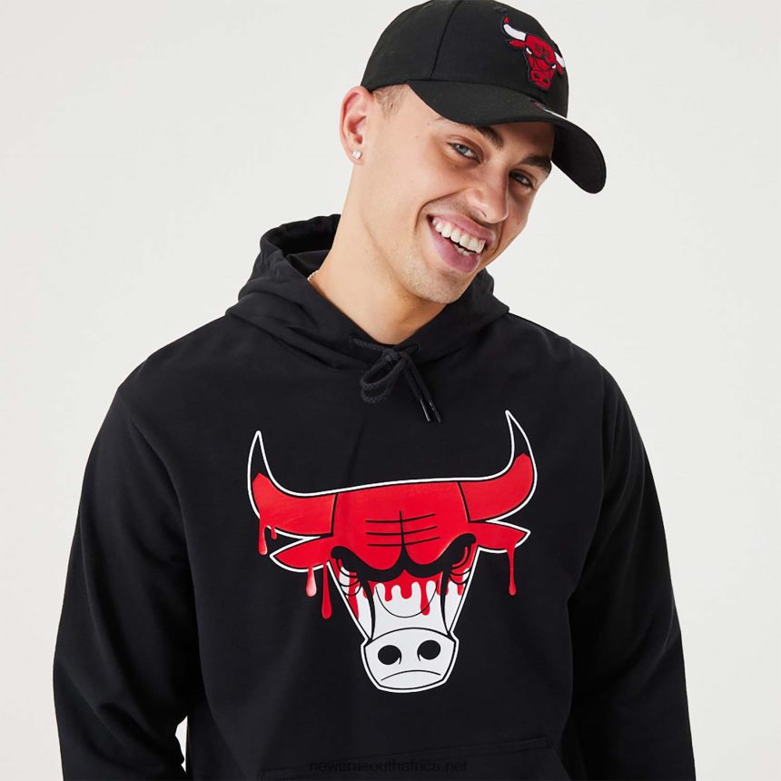 Chicago Bulls NBA Drip Logo Black Pullover Hoodie New Era TRBRBN2673