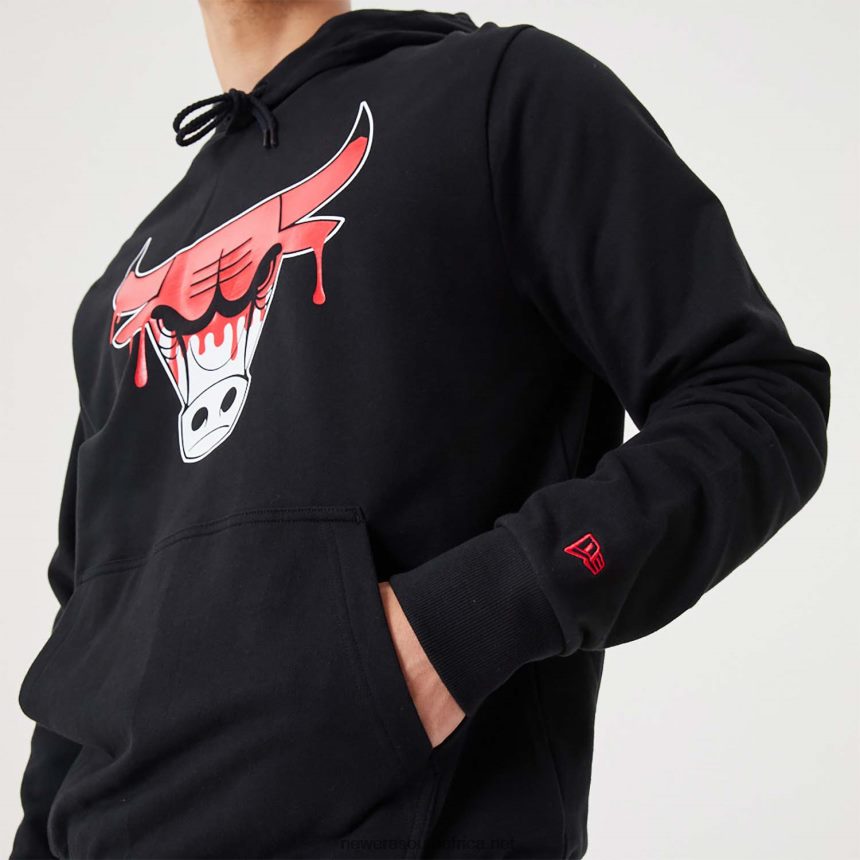 Chicago Bulls NBA Drip Logo Black Pullover Hoodie New Era TRBRBN2673