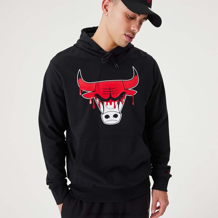 Chicago Bulls NBA Drip Logo Black Pullover Hoodie New Era TRBRBN2673