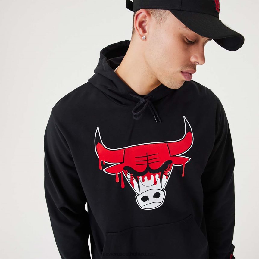 Chicago Bulls NBA Drip Logo Black Pullover Hoodie New Era TRBRBN2673
